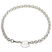 Tiffany &amp; Co Sterling Silver 925 &quot;Return To&quot; Oval Tag Necklace 15.5&quot; inch Long - £394.52 GBP