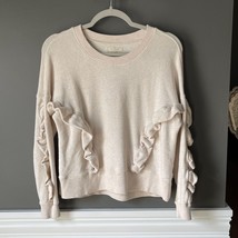 Madewell Mile(s) Ecru Ruffle Trim Soft Boxy Fit Crew Neck Sweatshirt Top... - £12.55 GBP