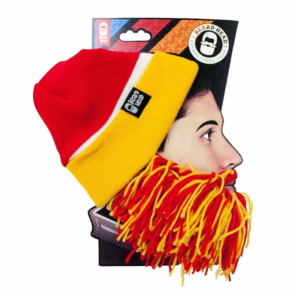 Beard Head Tailgate Red Yellow Kansas City Chiefs Knit Bearded Face Mask & Hat - $29.95