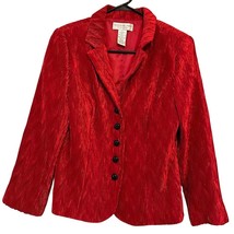 Jackie Jon New York Blazer Jacket Size 8 Medium Red Crinkled Polyester L... - $14.39