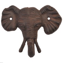 Decorative Wall Hook Elephant Head Rust Brown Coat Hanger Towel Decor 4.25&quot; Tall - £7.66 GBP