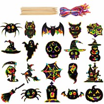 Halloween Scratch Paper, 80 Pcs 20 Design Magic Rainbow Scratch Off Art ... - £14.88 GBP