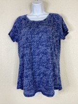 bcg Womens Size L Blue Abstract Knit Scoop T-shirt Short Sleeve Activewear - £4.65 GBP