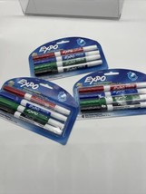 (3) Expo Dry Erase Markers Fine Tip 4pk Blue BLack Red Green 12 Total - £6.37 GBP