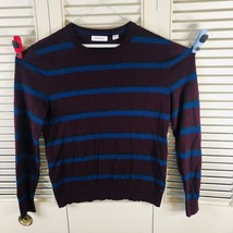 Men&#39;s Calvin Klein Merino Wool Stripe Crew-Neck Sweater Size M - £11.21 GBP