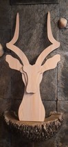 Handmade Wooden Stag Head With Horns Animal Lover Wall Art Home Decor - $151.00