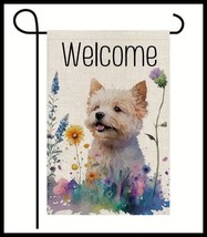 NEW 12x18 Westie Terrier Wild Flower Welcome Garden Flag  2 Sided   Free Ship - £11.82 GBP