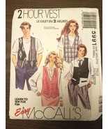 5991 UNCUT Mccall&#39;s Easy Sewing Pattern Misses/ Men Unisex Vest Large 32... - £3.50 GBP