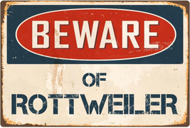 Beware of Rottweiler 8” X 12” Vintage Aluminum Retro Metal Sign VS362 - £14.80 GBP