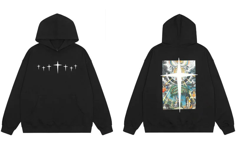 Sweatshirt Mens  Graphic Embroidery Casual Hooded Streetwear Hip Hop Harajuku Fa - £436.36 GBP