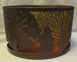 Yankee Candle Jar Shade Ombre TREES Brown Metal Orange to Yellow Frosted Glass - £33.60 GBP