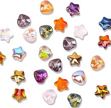 10 Glass Heart Beads Star Charms Electroplated Jewelry Supplies Assorted Mix 8mm - £3.56 GBP