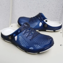 Men&#39;s Waterproof Beach Flip Flop Sneakers US Size 10.5 Color Blue and White - £19.77 GBP