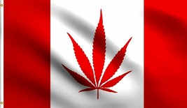 MARIJUANA LEAF CANADA FLAG 3X5 CANADIAN POT WEED 100D FABRIC - £15.72 GBP
