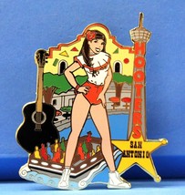 Hooters Brunette Waitress Girl San Antonio Texas Tx River Walk Guitar Lapel Pin - £19.58 GBP