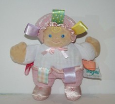 Mary Meyer Taggies Baby Doll 8&quot; Soft Toy Plush Pink White Waffle Ribbon Tags - £9.95 GBP