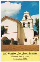 Postcard Old Mission San Juan Bautista California - £3.11 GBP