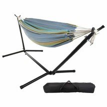 Portable Double Hammock with Stand Carry Case Camping Fishing Outdoor - £91.24 GBP