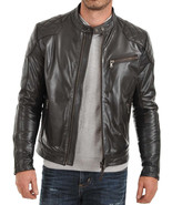 Mens Leather Jacket Stylish Genuine Lambskin Motorcycle Bomber Biker Jac... - $2,199.78 MXN