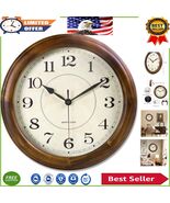 Elegant 14&quot; Wooden Wall Clock - Non-Ticking Retro Decor for Living Spaces - $103.12 CAD