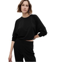 NWT $59 GAP Cloud Light Raglan Sweatshirt SZ MEDIUM Black Slightly Cropped Soft - £19.34 GBP