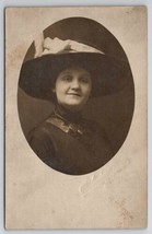 RPPC Cumberland MD Pretty Victorian Woman Portrait Large Hat Photo Postcard M28 - £7.15 GBP