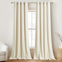 Ryb Home White Velvet Curtains 96 Inches, Room Darkening Opaque, Set Of 2 Panels - £44.78 GBP