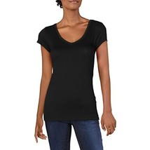 Aveto Womens Black Short Sleeve V Neck T-Shirt Juniors SMALL - £8.32 GBP