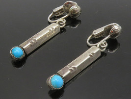 NAVAJO 925 Silver - Vintage Petite Turquoise Non Pierce Drop Earrings - EG6581 - £64.11 GBP