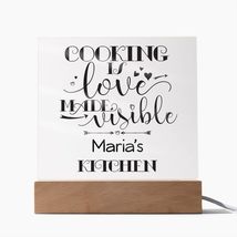Maria - Cooking Is Love - Square Acrylic Plaque With LED Lights Personalized Nam - £39.29 GBP