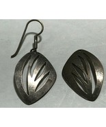  Native American Diamond Leaf Shaped Dangle Earrings Sterling Silver .925  - £27.24 GBP