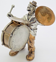 Vintage Italian Handmade Genuine Silver &amp; Brass Rare ANGINI Clown w/t Drums Rare - $279.61