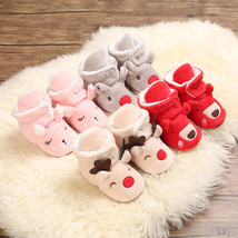 Baby Cozy Fleece Booties Christmas Reindeer Elk Newborn Shoes Toddler Footwear - £12.71 GBP