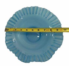 Fenton Blue Cased Glass Bowl With Crimped and Ruffled Edges 10&quot; Fenton Bowl Aqua - £14.70 GBP