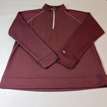 Champion 1/4 Zip Mock Neck Mens Burgundy Cotton Pullover Shirt Long Slee... - $13.85