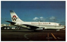 America West Airlines Boeing 737-130 Airplane Postcard  - £5.41 GBP