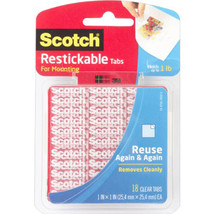 Scotch Restickable Mounting Tabs 18pk 25.4mm (Clear) - £25.39 GBP