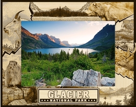 Glacier National Park Montage Laser Engraved Wood Picture Frame (5 x 7) - £24.31 GBP