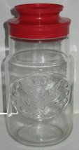 Vtg 1976 Anchor Hocking 1776 Eagle Bicentennial Glass Storage Jar w/Red ... - £15.03 GBP