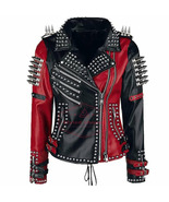 Women&#39;s handmade Designer Handmade Spiked and Studded BLACK/RED Leather ... - £298.17 GBP