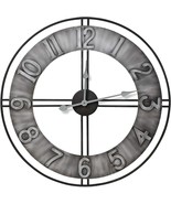 Grey Large 24&quot; Oversized Distressed Finish Style Wall Clock, Modern Rust... - £46.69 GBP