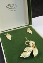 Vintage Priscilla Brooch Clip Earrings Vine Leaves Box Set 1/20 12k Gold Filled - £43.34 GBP