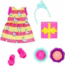 Barbie Chelsea Club Alpaca Stripped Dress Birthday Party Accessories Pre... - $12.65