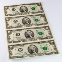 Series of 1976 $2 Federal Reserve Note Sheet (4Pcs) FR# 1935-F Choice Unc - $1,376.48 MXN