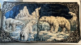 Wall Hanging Velvet Tapestry Made In  Italy Vtg Animals Polar Bear Scenic 36x19 - £25.92 GBP