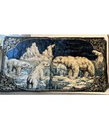Wall Hanging Velvet Tapestry Made In  Italy Vtg Animals Polar Bear Sceni... - £25.61 GBP