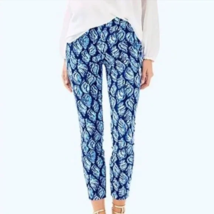 Lilly Pulitzer Keliani Stretch Pants Blue Boho Chic Mid Rise Shells, Size XS - £26.34 GBP