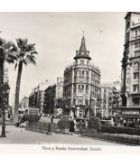 1952 RPPC University Square Barcelona Spain Real Photo Postcard - $9.49