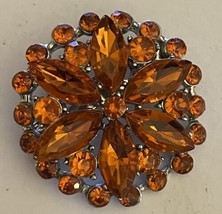 Orange Rhinestones Design Brooch Pin - $20.00