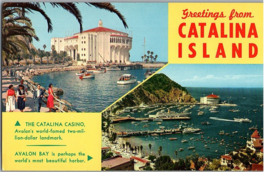 Greetings From Catalina Island Avalon Bay Casino CA Postcard - £9.42 GBP